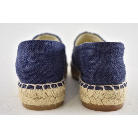 Chanel REV Blue Black Linen Canvas CC Logo Double Sole Espadrille Flat 37 RARE - Picture 13 of 14